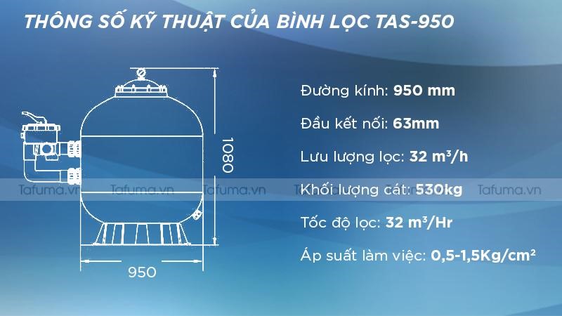 Thông số kỹ thuật bình lọc cát TAS-950