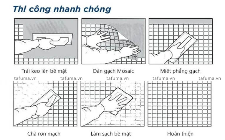 Thi công gạch mosaic thủy tinh BV253V4