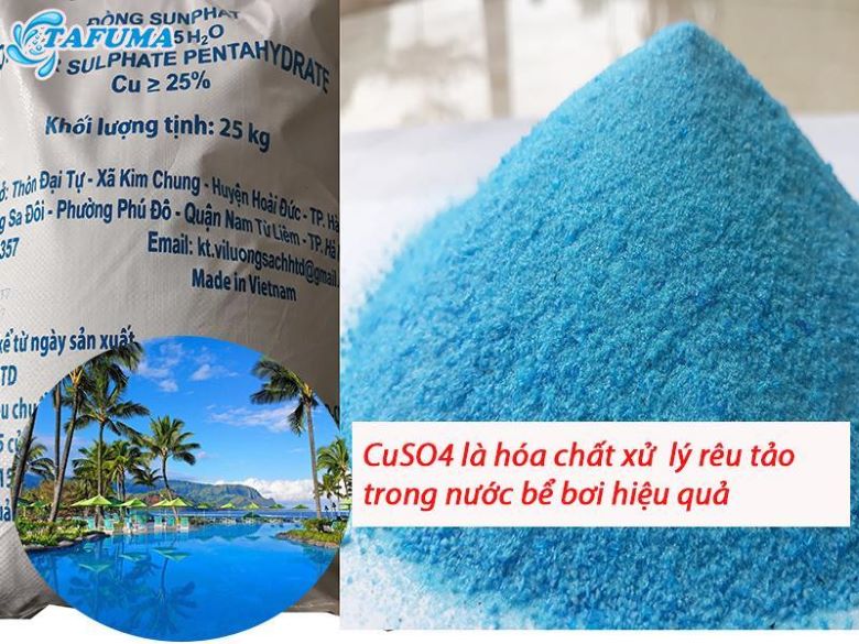 Đồng sunfat (CuSO4) - Hóa chất diệt rêu hồ bơi