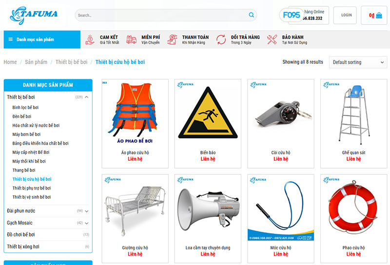 Nơi bán thiết bị cứu hộ uy tín sẽ có website chuyên nghiệp