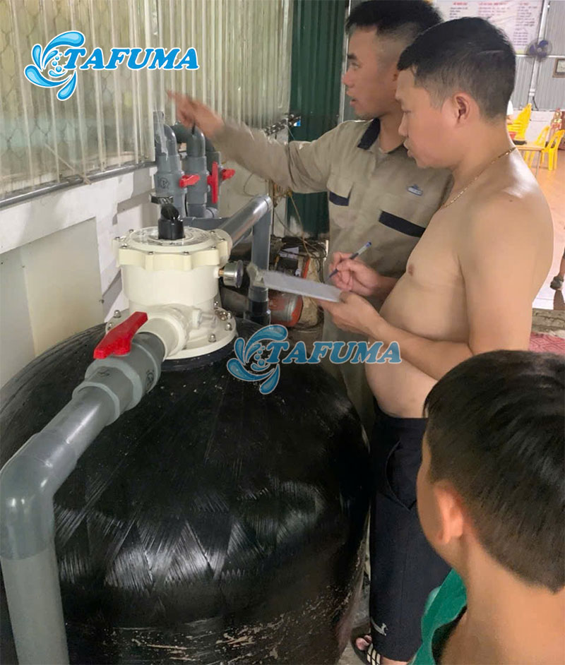 Bình lọc Minder M đen được Tafuma lắp đặt cho khách hàng