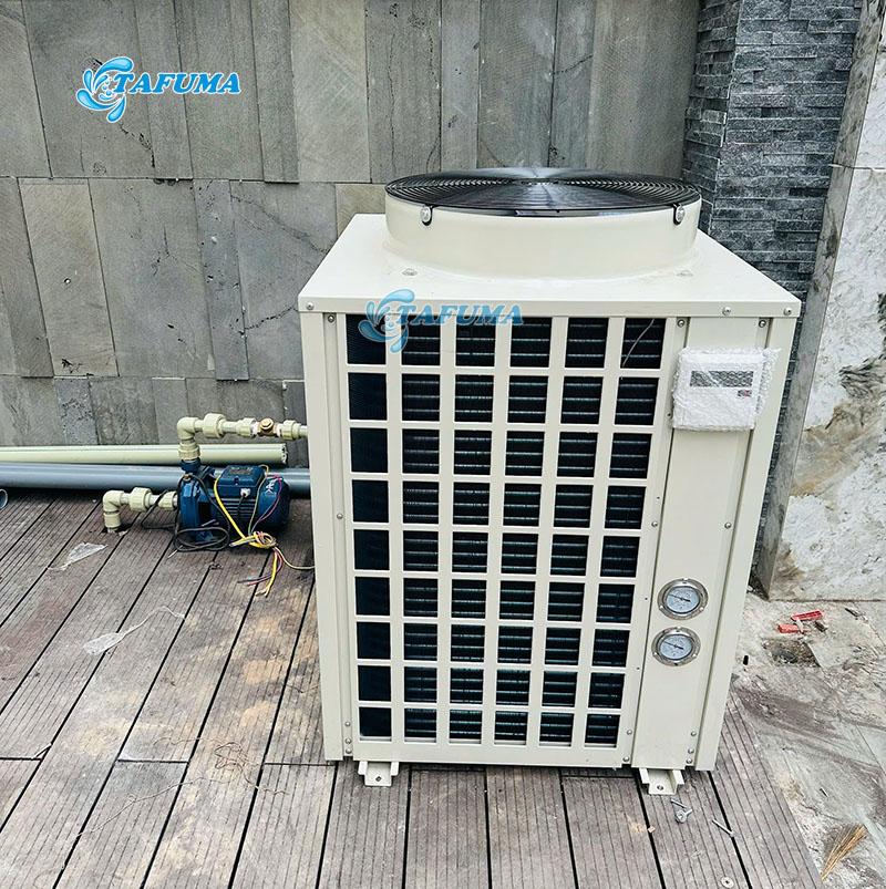 Chú ý lắp máy cấp nhiệt hồ bơi sao cho đúng chiều của dòng nước