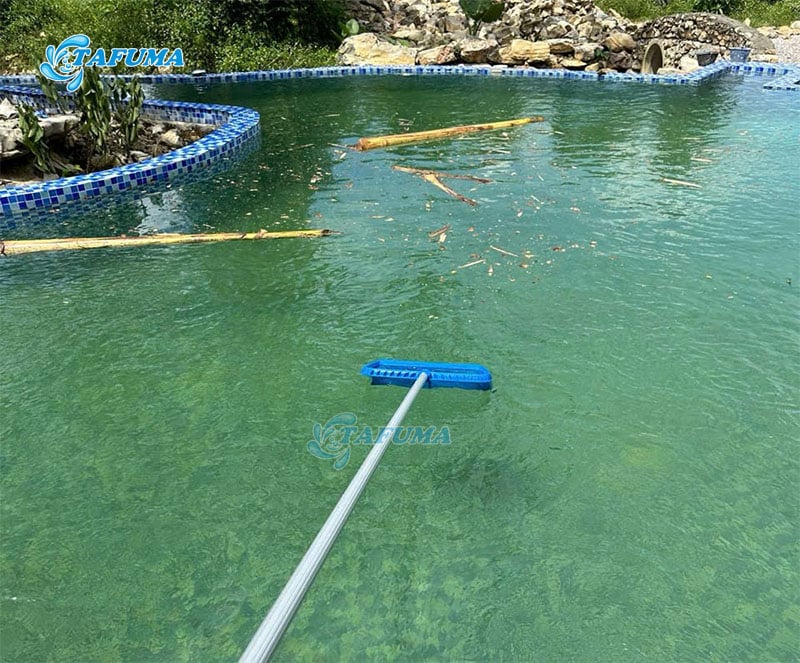 Dùng vợt vớt rác vớt lá