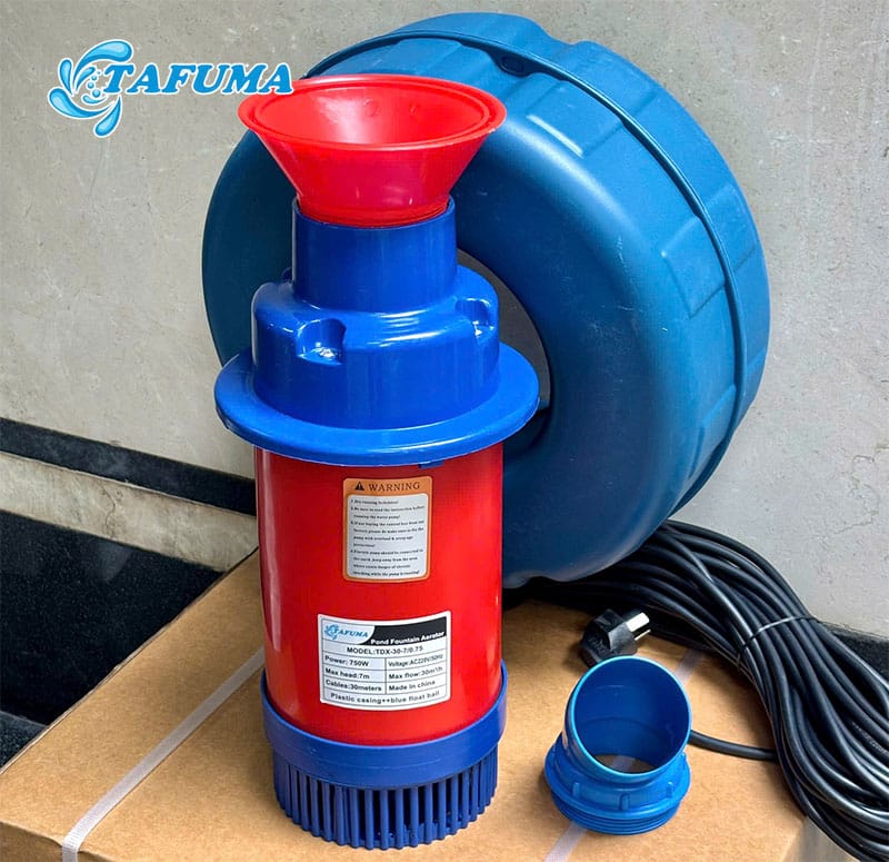 Bơm sục khí, tạo đài phun TDX-30-7 giúp thủy sản phát triển tốt nhờ cung cấp oxy đầy đủ